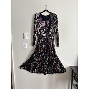 VTG 90s Y2K Starina Dress Size 4 Small VELVET Floral‎ Black Stevie Nicks Whimsy